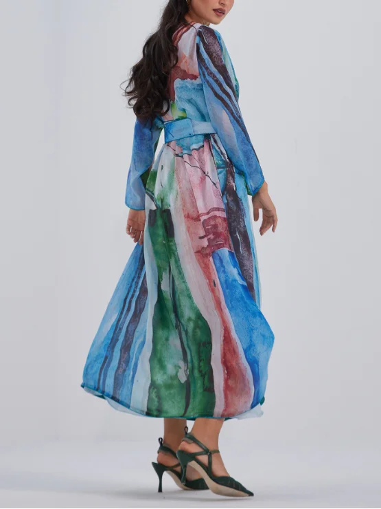 High Fashion Graphic Printed Cardigan Robe-inspireuse