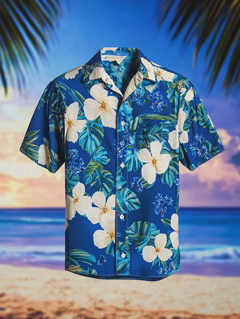 Men's Lapel Hawaiian Retro Casual Vacation Short Sleeve Shirt 