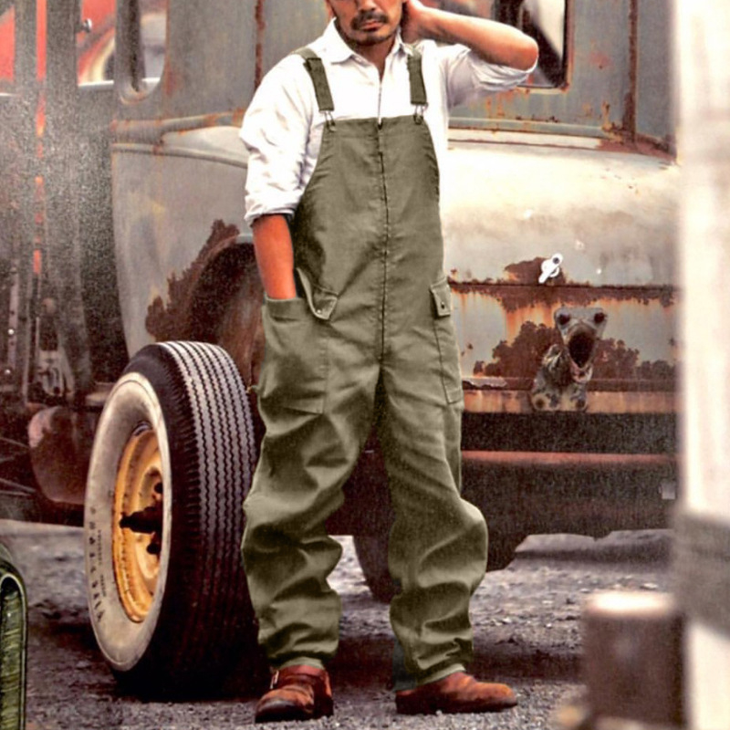 Casual Solid Color Loose Vintage Overalls