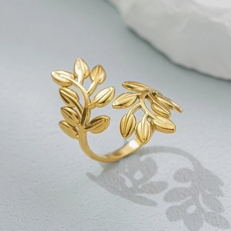 Vintage Style Leaf Stainless Steel Rings