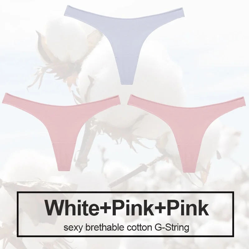 3PCS/Set Sexy Thong Women Panties Cotton Underwear Briefs Women G-String Female Underpants Lingerie Pantys Girls Femme Panties