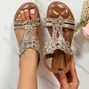 Women's Rhinestone Bohemian Beach Elastic Strap Slingback Sandals Shoes