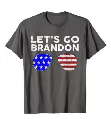 Let's Go Brandon Sunglasses Funny Club T-Shirt Grey