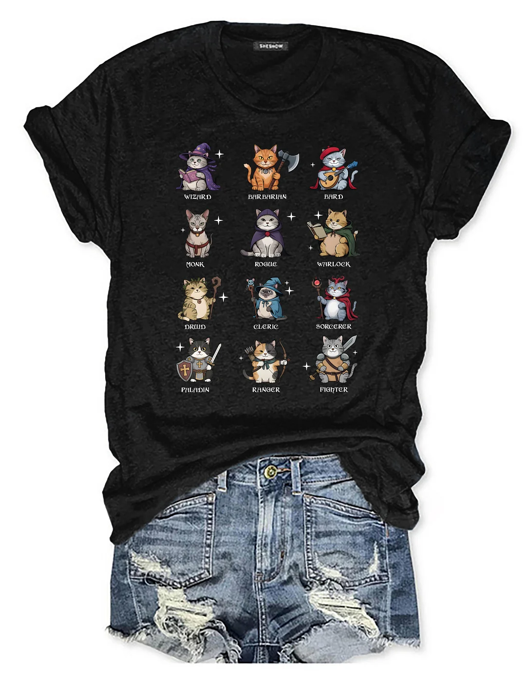 Dungeons And Cats Role Playing T-shirt