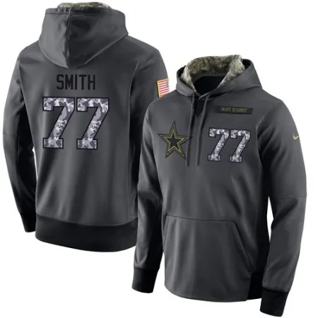 NFL Men's  Dallas Cowboys #77 Tyron Smith Stitched Black Anthracite Salute to Service Player Performance Hoodie