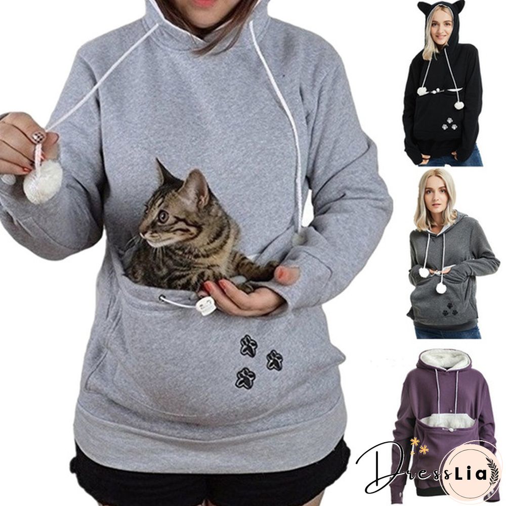Winter Hoodies Fashion Pet Hoodie Cat And Dog Big Pocket Lovers Long Sleeve Coat