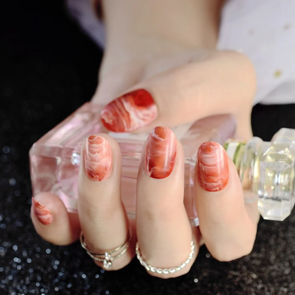 Short Natural French Nail Black Tip Beige Round Fake Nails for Ladies Daily Wear Manicure Tips-Nail Inspo