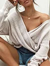 Loose  Casual Backless Knitting Sweatshirt