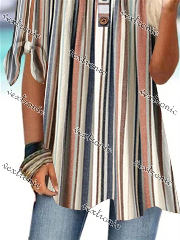 Women Half Sleeve V-neck Solid Color Dress