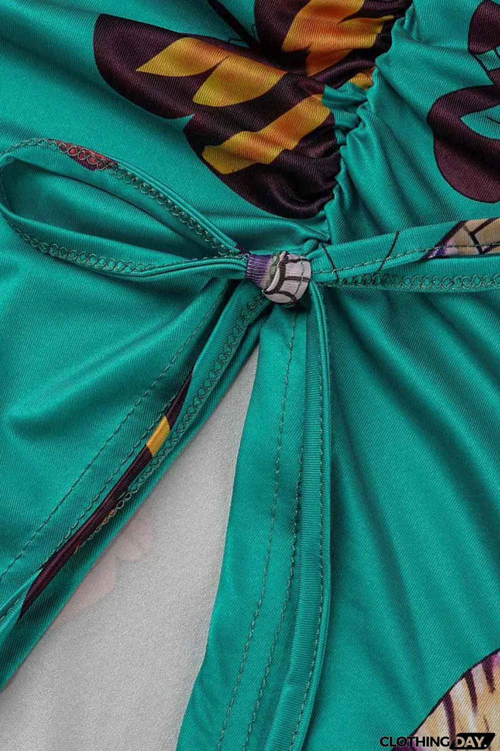 Green Fashion Street Print Patchwork Halter Sleeveless Two Pieces