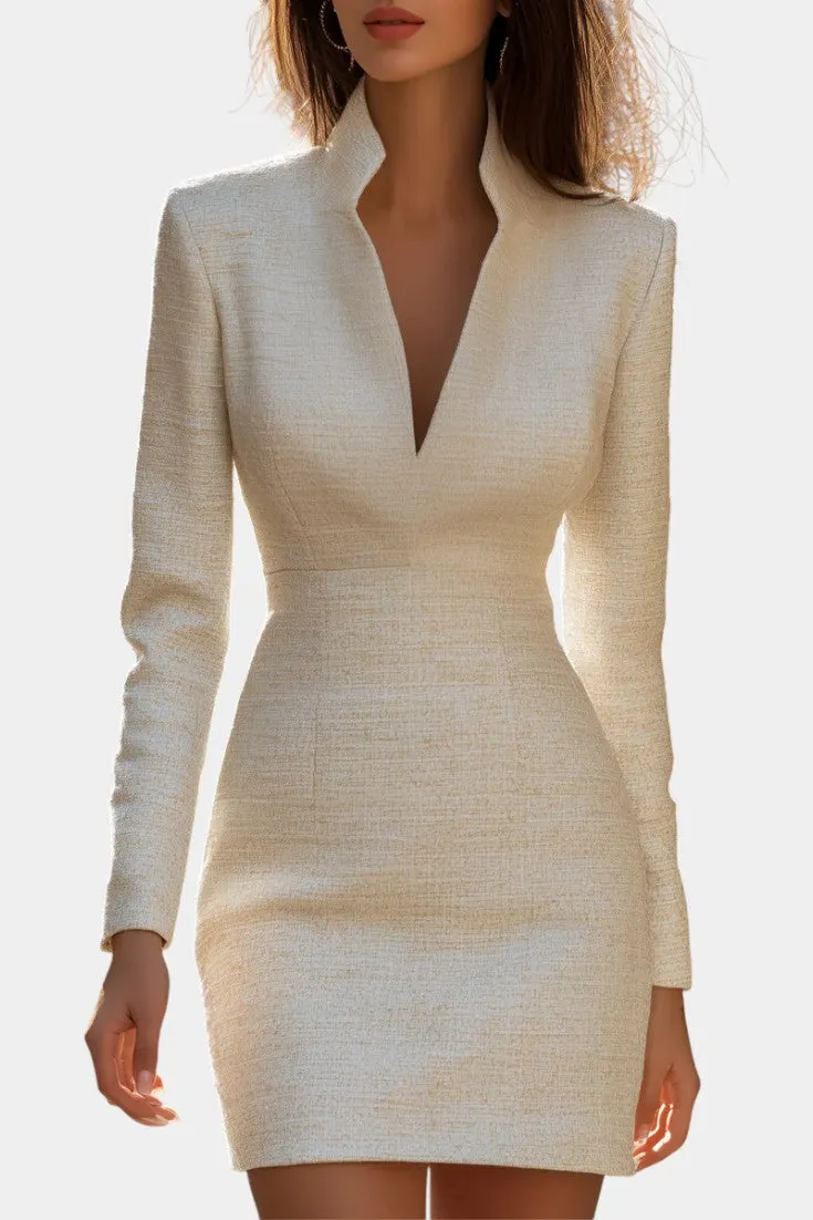 Sculpted Textured Long Sleeve Mini Dress