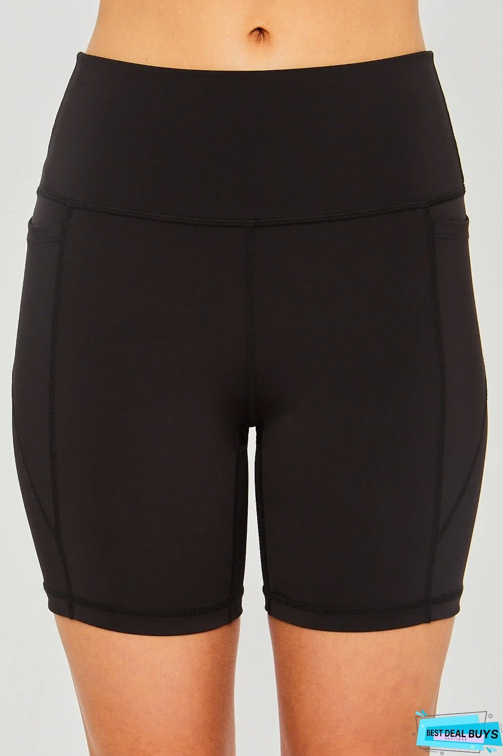 Love Tree High Waist Seam Detail Active Shorts
