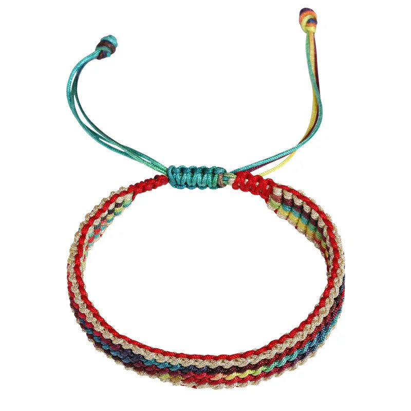 Tibet Rainbow Multicolored Protection Braided String Bracelet
