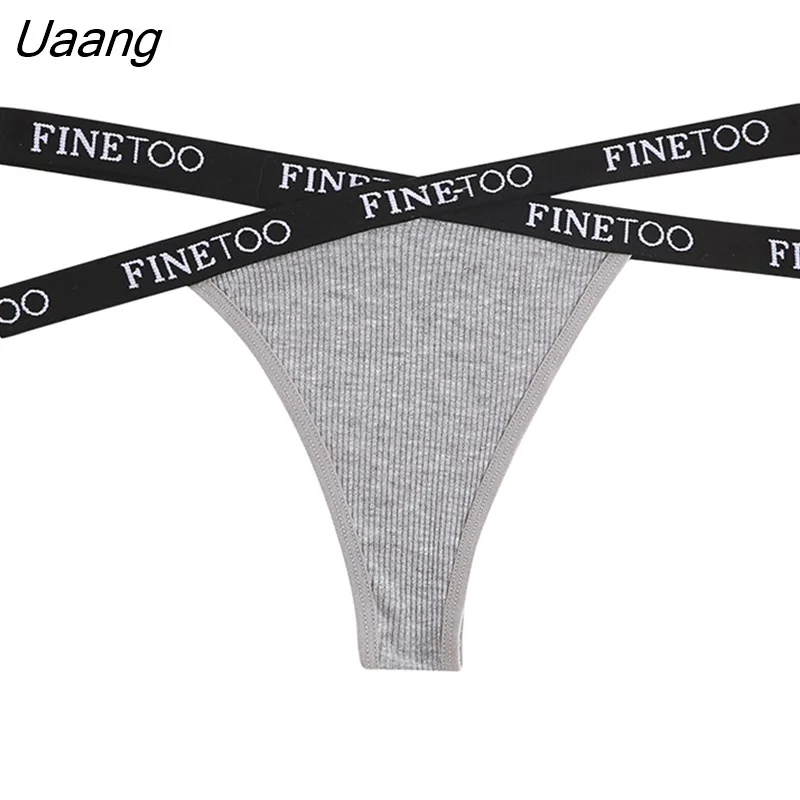 Uaang Cross Strap Cotton G-String Women's Panties FINETOO Letter High Waisted Fashion Thongs Panty Lingerie M-XL 8 Colors