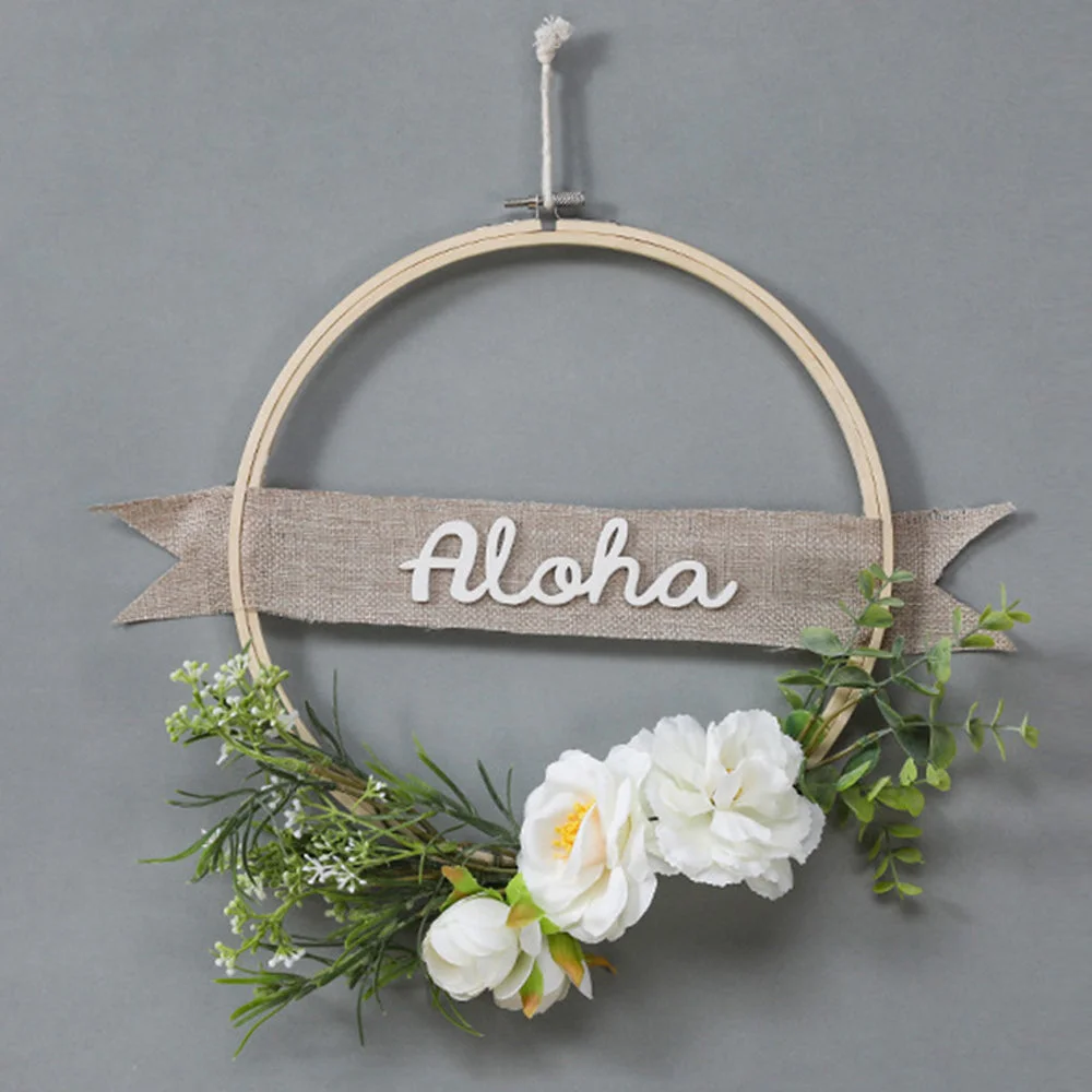 Simulation Eucalyptus Leaf Bamboo Circle Festive Decoration Garland