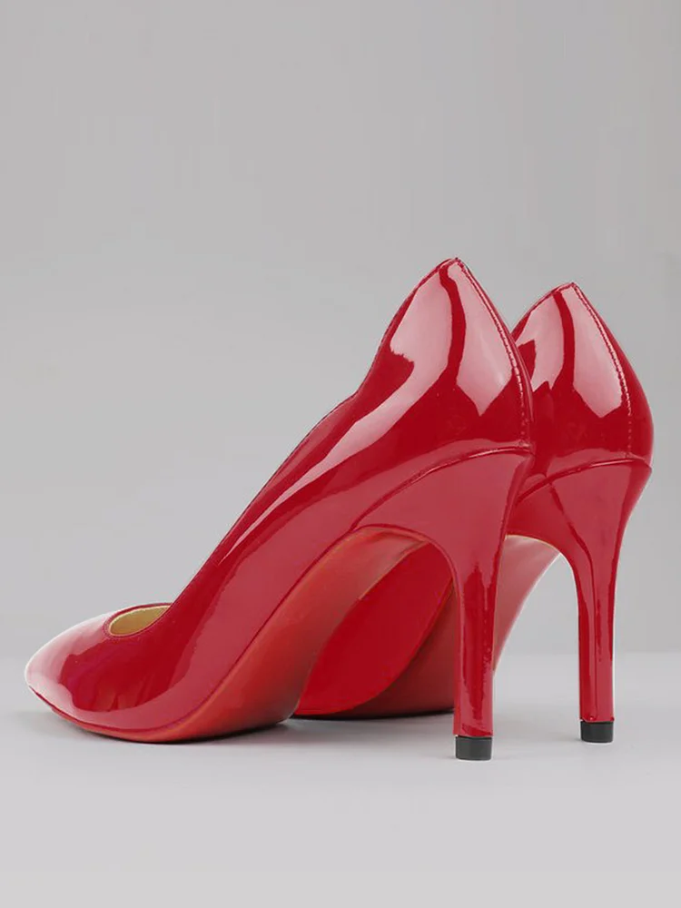 90mm Women's Kitten Heeled Party Red Bottom Pumps Patent Shoes
