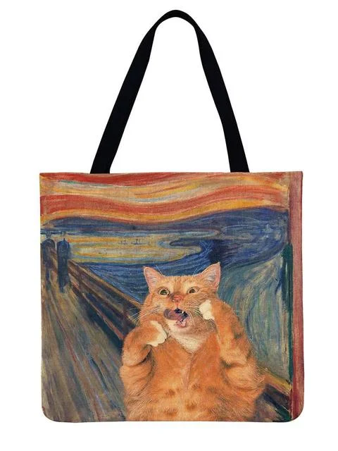 Linen Eco-friendly Tote Bag - Classical All About Cat