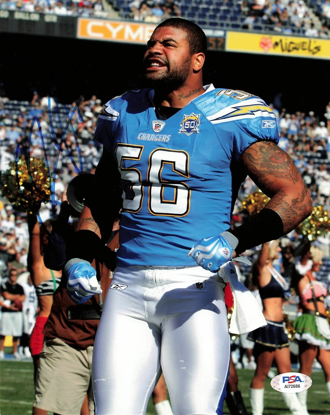 Shawne Merriman signed 8x10 Photo Poster painting PSA/DNA San Diego Chargers Autographed