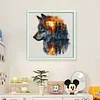 (US Only)Wolf Printed Cross Stitch Kit 45x45cm DIY 14CT Thread Art Needlework Home Decor