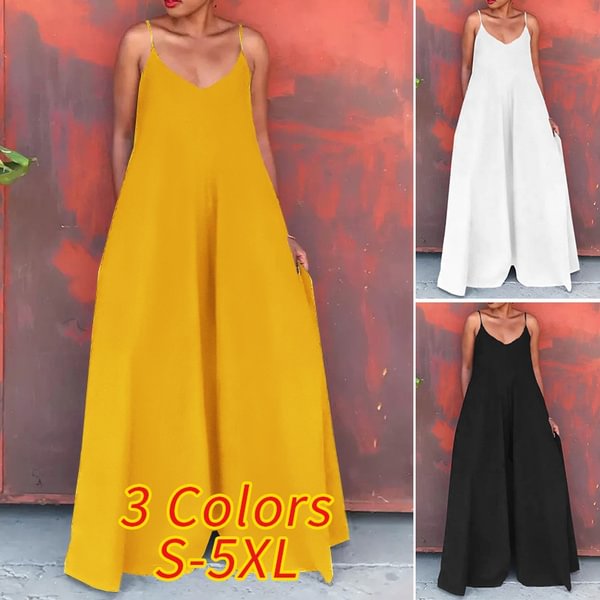 Summer Women Sleeveless Wide Leg Jumpsuit Solid Color Sexy Deep V Neck Palazzo Bib Pants Overalls Plus Size - Shop Trendy Women's Fashion | TeeYours