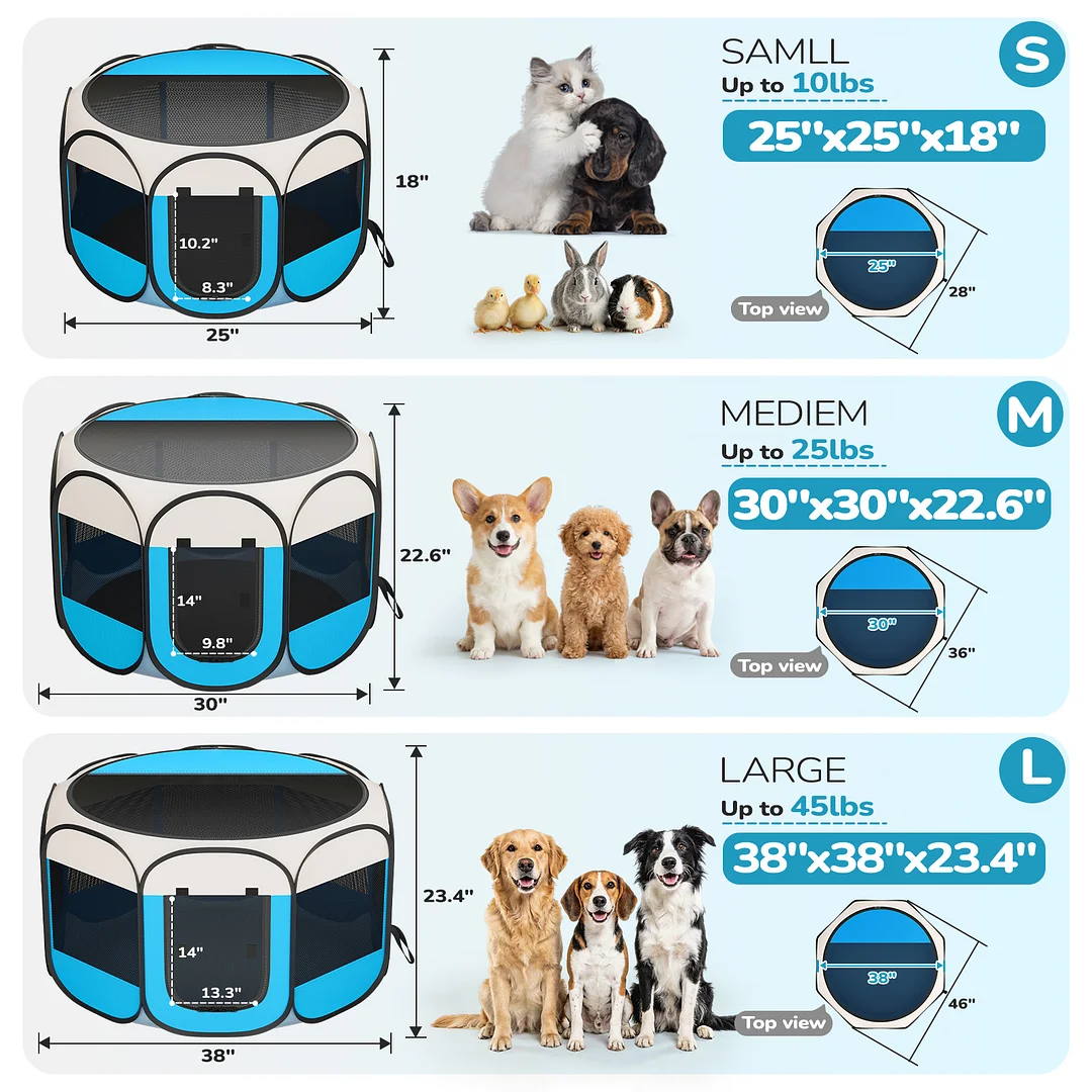  BEBANG Dog Cat Playpen, Dog Crate Tent Cage Indoor/Outdoor, Portable Pop Up Dogs Kennel Playpen for Travel Camping(M)