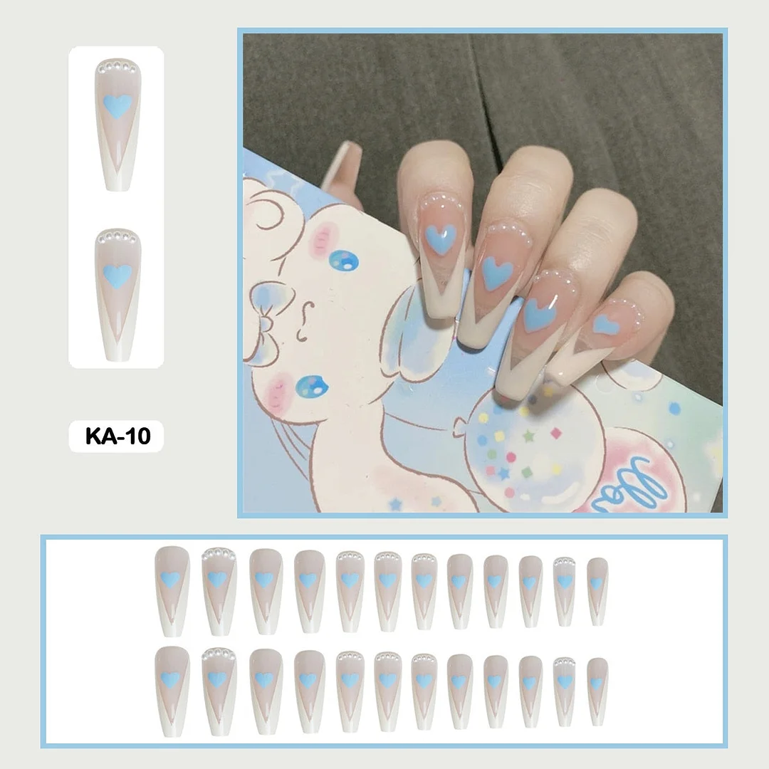 Butterfly Lovely Girl Nail Art Wearable Press On Fake Nails Tips With Glue And Sticker 24pcs/box With Wearing Tools As Gift-Nail Inspo