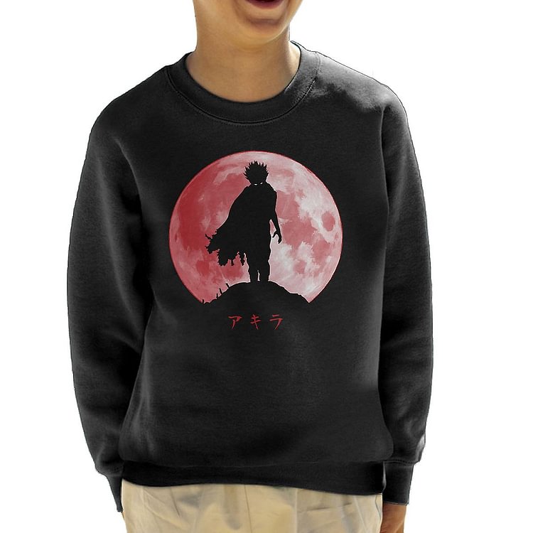 Akira Tetsuo Silhouette In Red Moon Kid's Sweatshirt