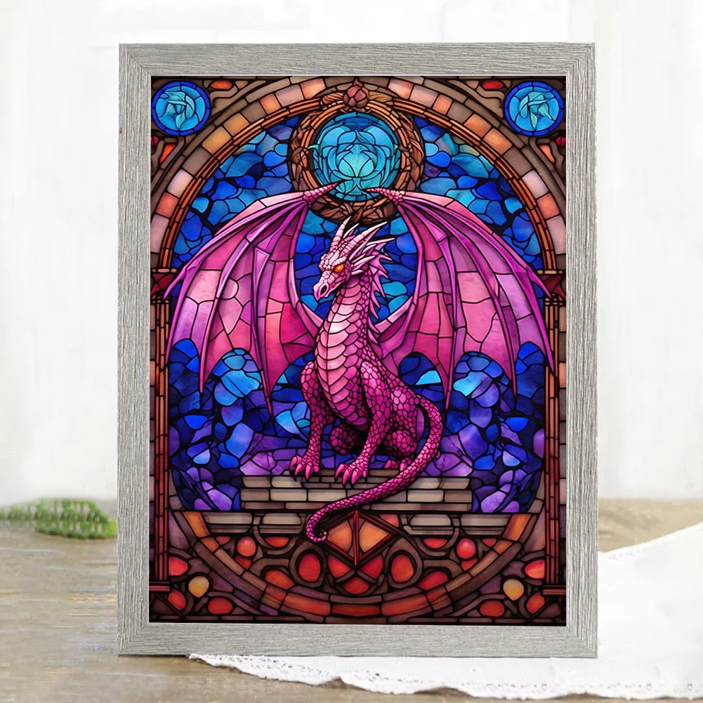 DIY Stamped Cross Stitch 14CT Full Embroidery 40*55cm - Glass Painting-Pterosaur
