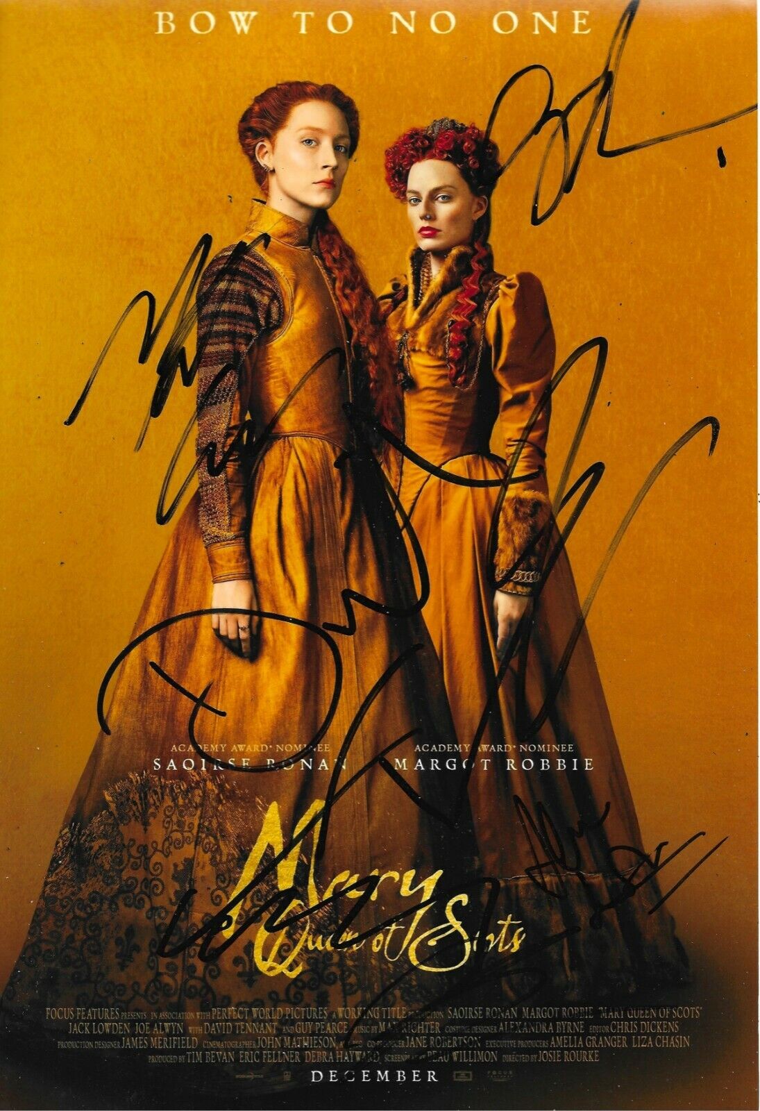 Mary Queen Of Scots Cast-Signed 12x8 Photo Poster painting AFTAL *SIGNED BY 6*