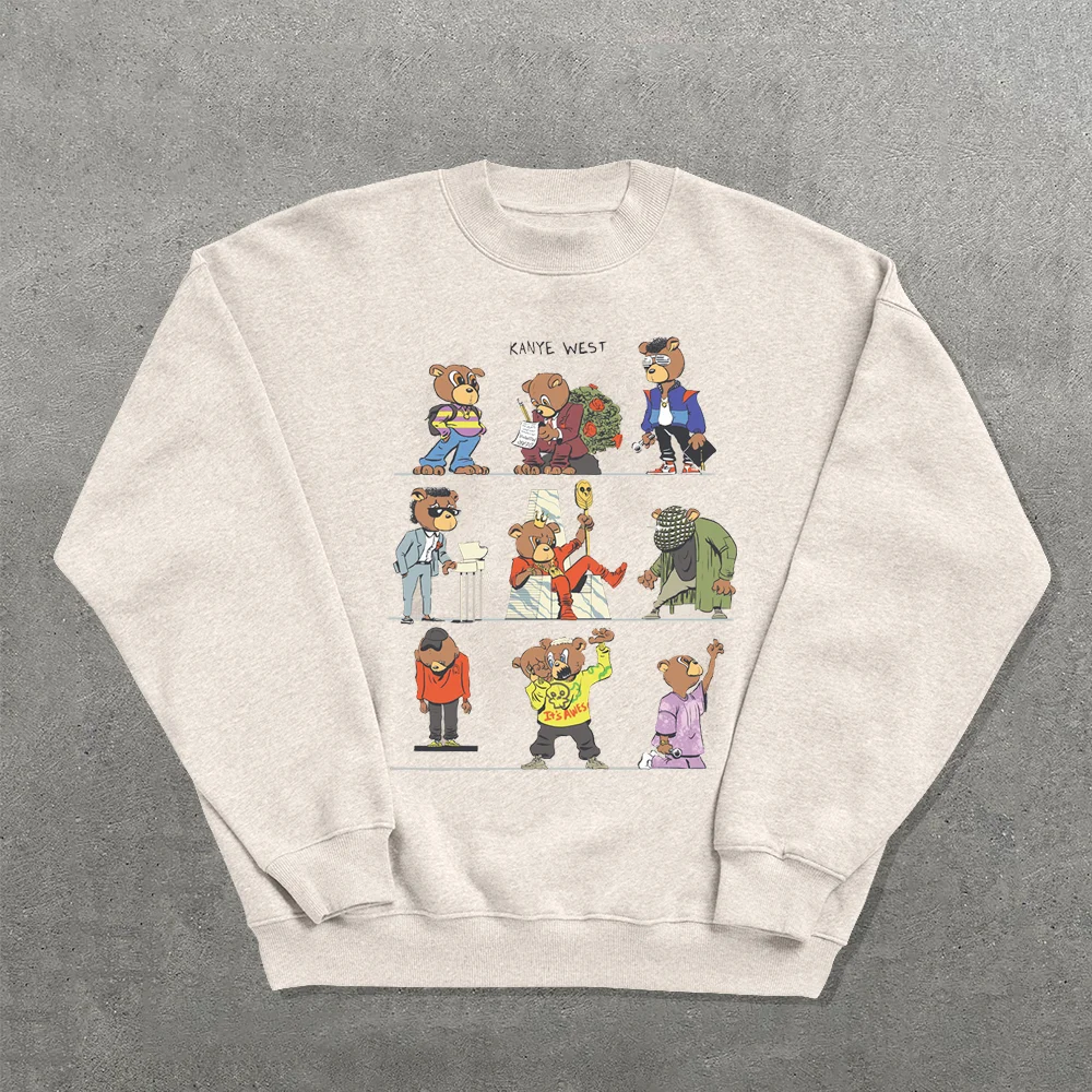 Kanye West Cartoon Printed Crew Neck Sweatshirt