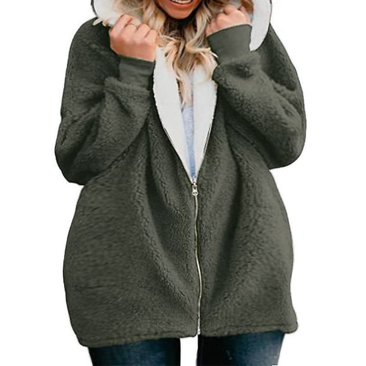 Women's Outdoor Oversize Solid Color Long Sleeve Hooded Sweatshirt