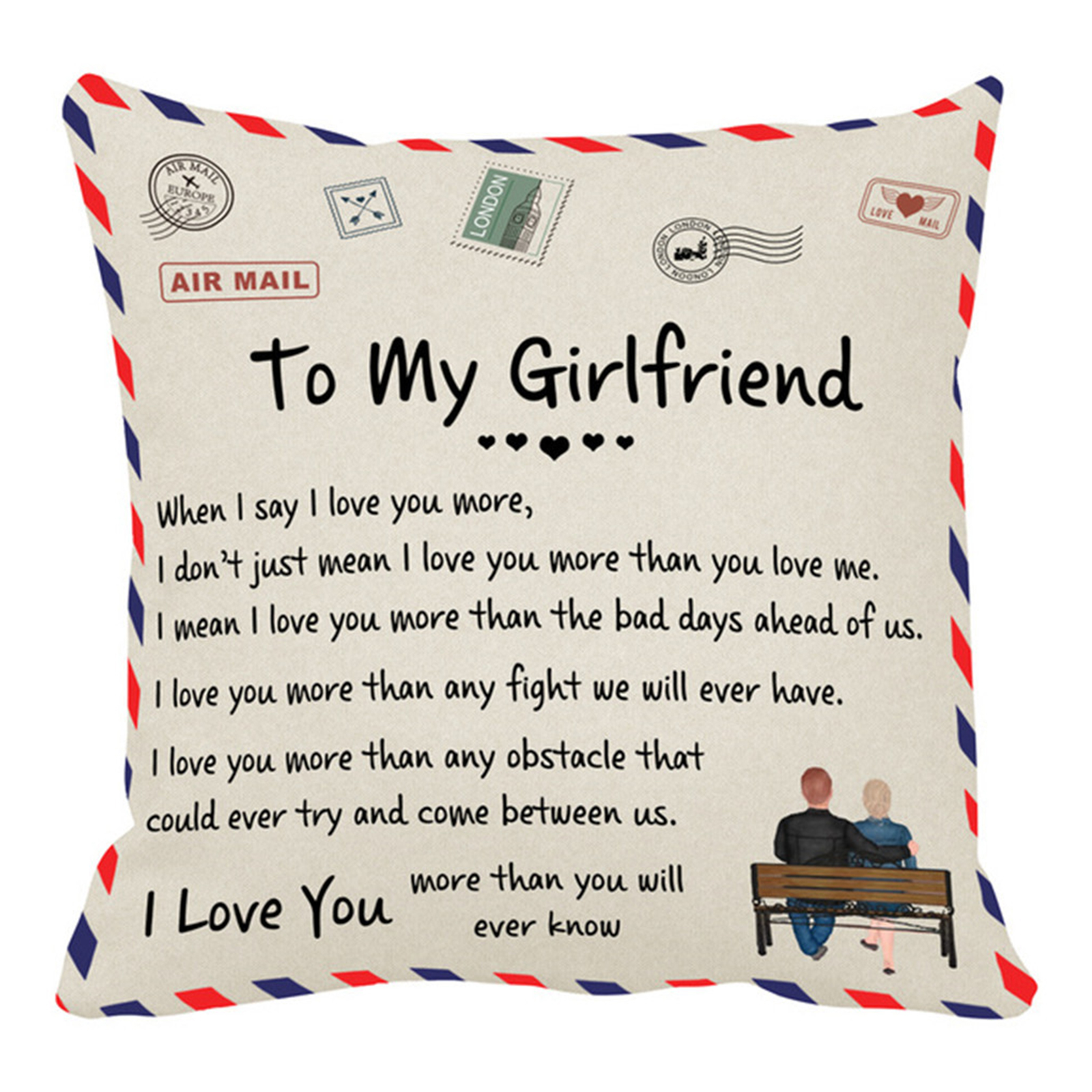 

Valentines Pillow Cases 18x18 inch, Cotton Linen Letters Cushion Cover, 501 Original