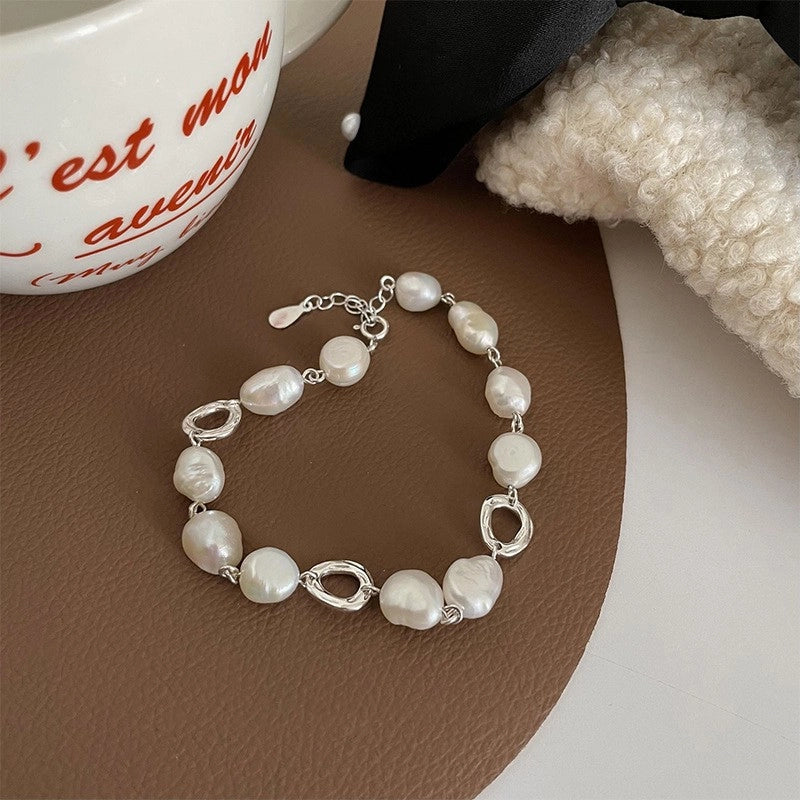 Korean-style Niche Heavy Industry Pearl Silver Beaded Bracelet Women’s Light Luxury Niche Exquisite Bracelet Trendy Bracelet For Girlfriends