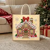 Christmas Diamond Painting Tote Bag Pearl Gem Gingerbread House Linen