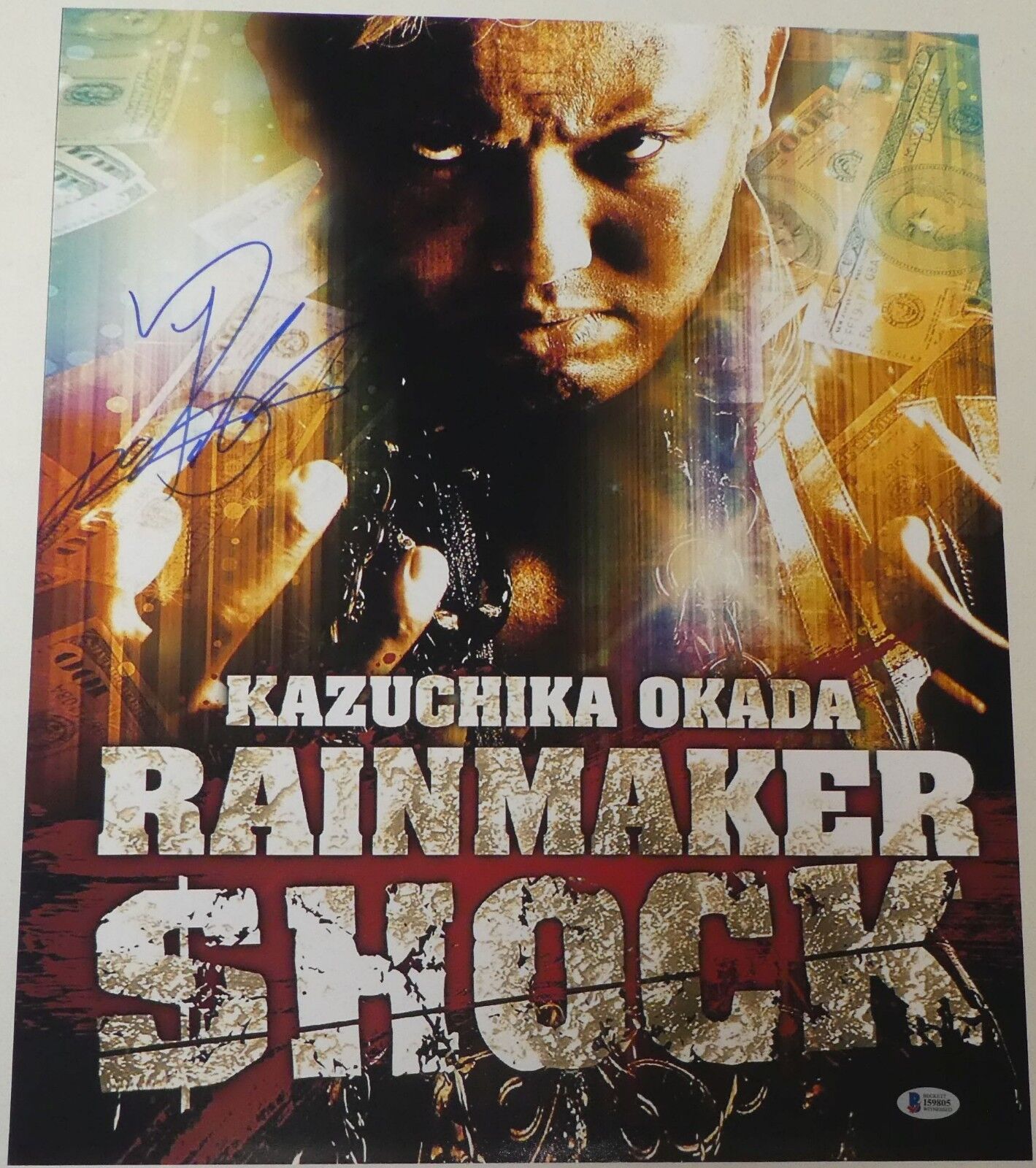 Kazuchika Okada Signed 16x20 Photo Poster painting BAS COA New Japan Pro Wrestling Rainmaker 1