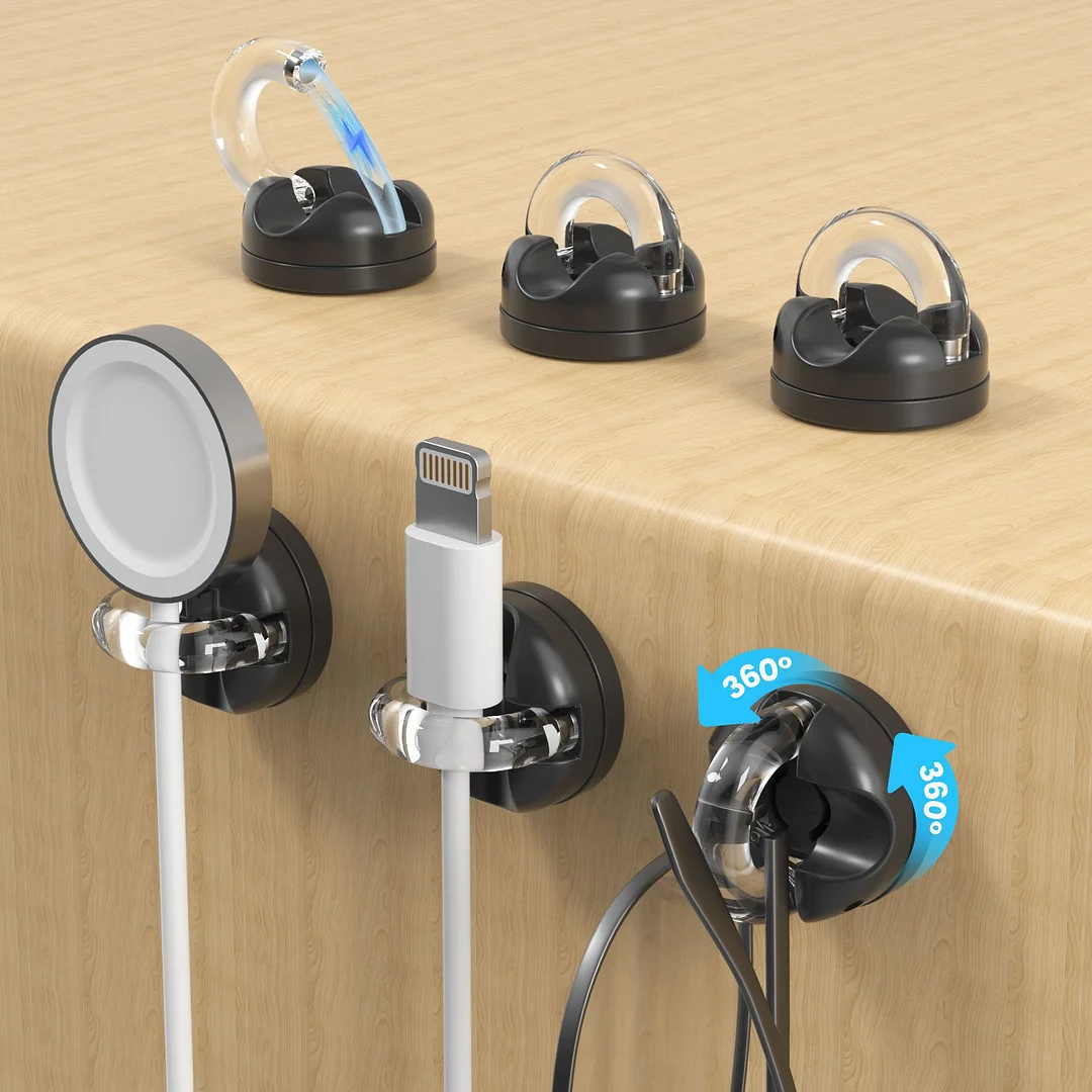 360&deg; rotating cable organizer, magnetic opening and closing charging cable hook, a must-have for kitchen and bathroom cable organization.