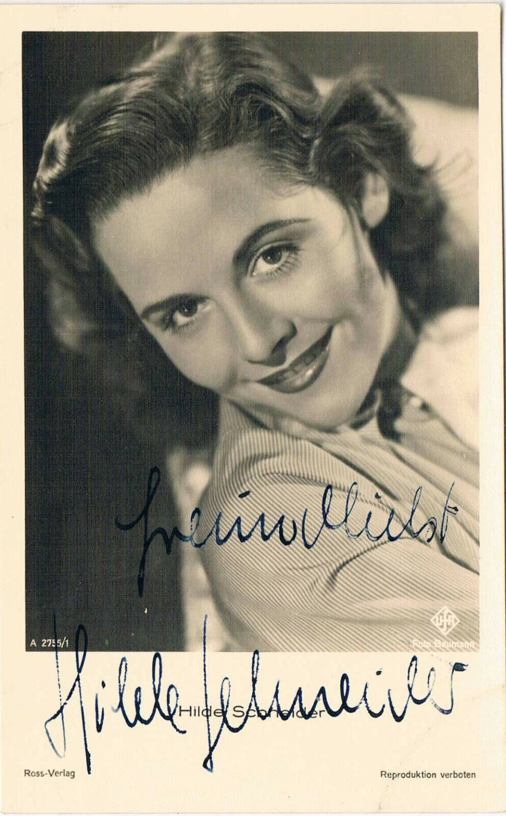 Hilde Schneider 1914-61 autograph signed postcard Photo Poster painting 3.5x5.5