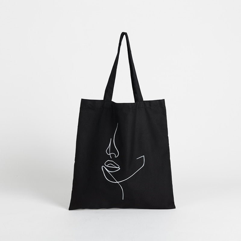 Figure Graphic Shopper Bag Simple Stylish Reusable Canvas Tote Book Handbags and Casual Eco Friendly Grocery Purses