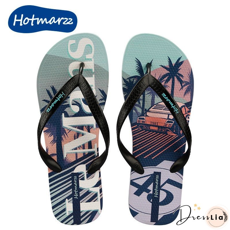 Creative Men's Flip-flops Printing Seaside Beach Flip Flops