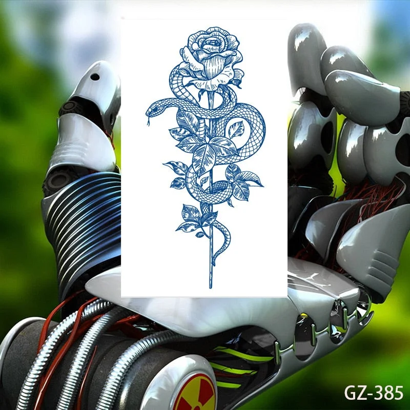 Temporary Tattoos Stickers Geometry Flower Snake Scorpion Juice Ink Lasting Waterproof Arm Chest Waist Hip Realistic Fake Tatoo