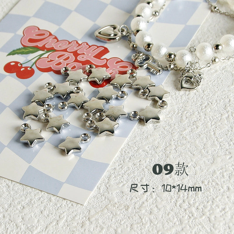 10 PCS/Package 7 * 12mm Arylic Cross Cherry Bow Knot Polished Pendant Jewelry Accessories