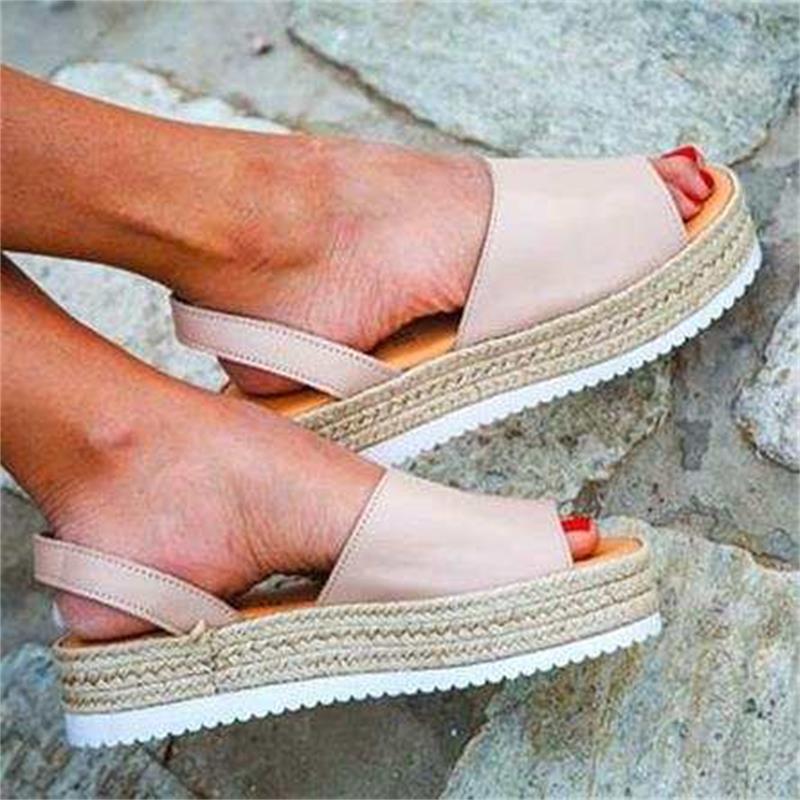Women's peep toe espadrille platform slingback sandals