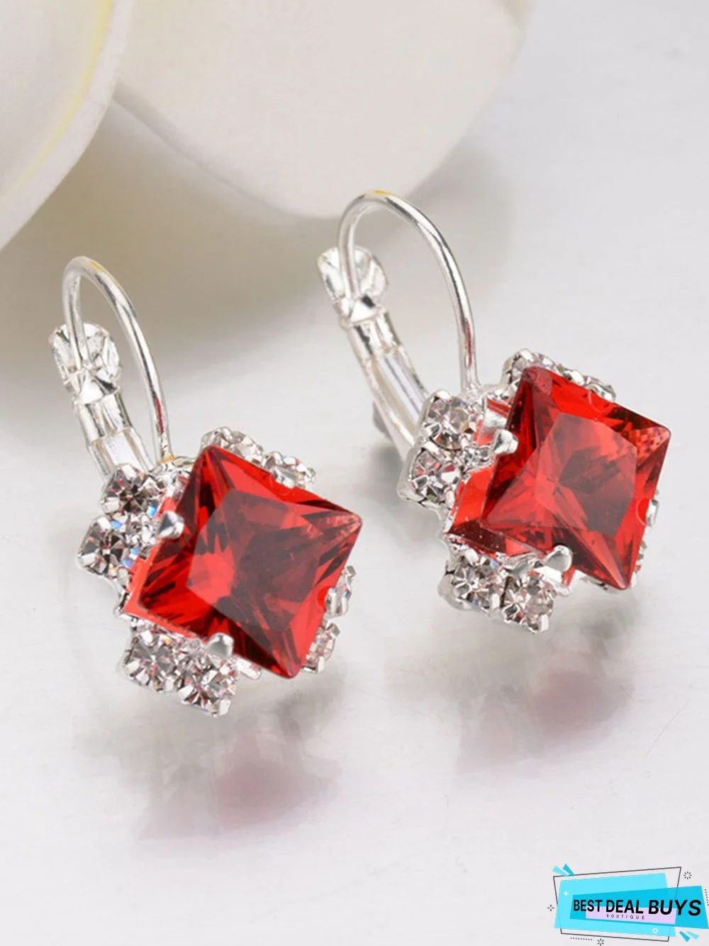 Simple Rhinestone Gem Alloy Earrings