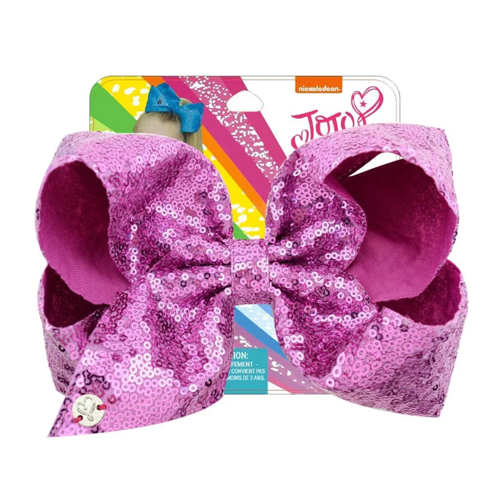 8" Sequin Rainbow JoJo siwa Bow With Hair Clip For Girls Kids Handmade Boutique Knot Jumbo Hair Bow Hairgrips Hair Accessories