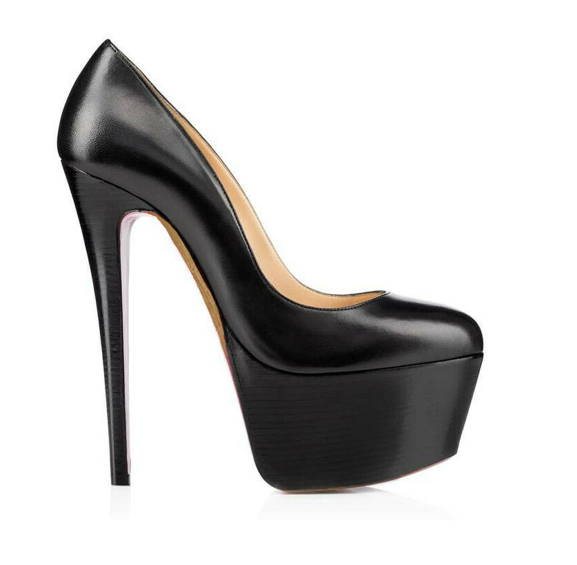 160mm Women's High Heels Pumps Platform Shoes  Black Matte-vocosishoes