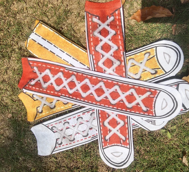 Fun 3D Canvas Shoe Print Socks