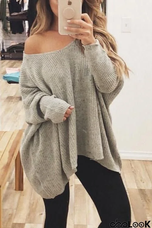 V Neck Long Sleeve Loose Sweater