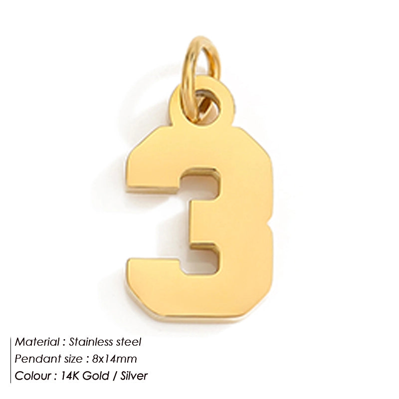 1 Piece 14*17mm 8 * 14mm 304 Stainless Steel 14K Gold Plated Number Pendant Jewelry Accessories