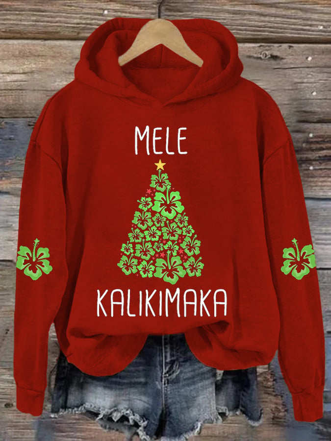 Women's Hawaiian Christmas Mele Kalikimaka Hibiscus Hoodie