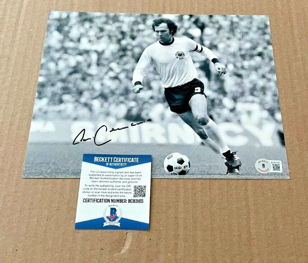 FRANZ BECKENBAUER SIGNED 1974 WORLD CUP SOCCER 8X10 Photo Poster painting BECKETT #3